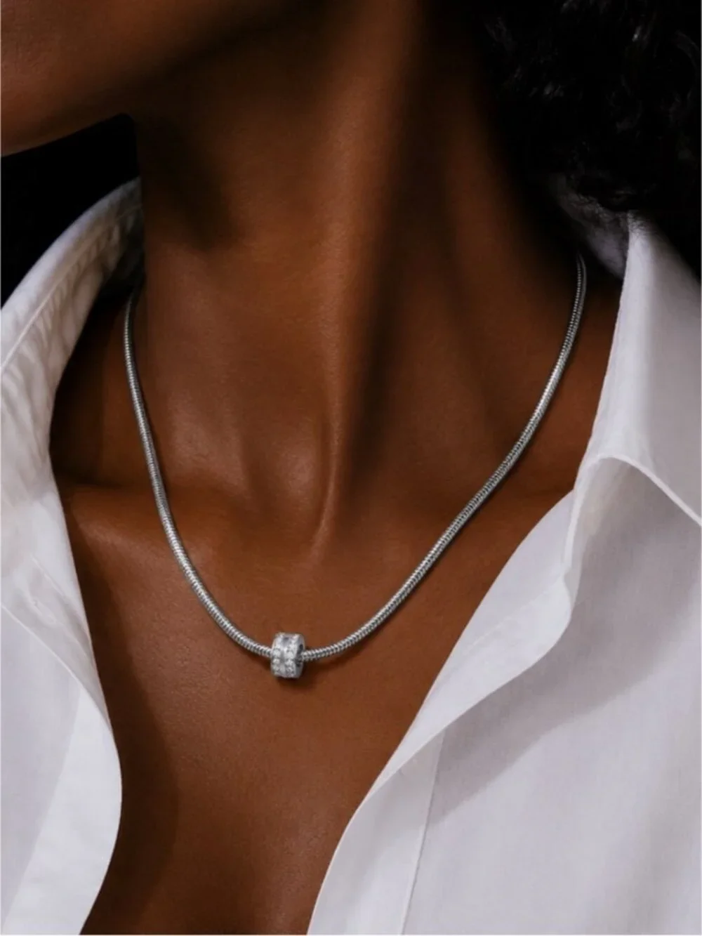 New! Anthropologie Silver Plated Crystal Charm Necklace (2019) NWT